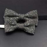 Brand New Wool Bowtie Woven Plaid Stripped Formal Bow Tie Brown Grey Butterfly Mens Wedding Party Dress Shirt Suit Accessories