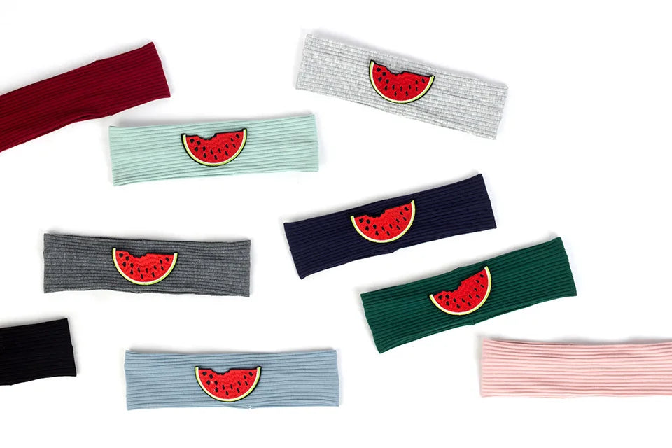 6 Months-3 Years Old Kids Headband Pure Color Cute Watermelon Pattern Soft Elastic Headwear Loose HeadWrap for Boys and Girls
