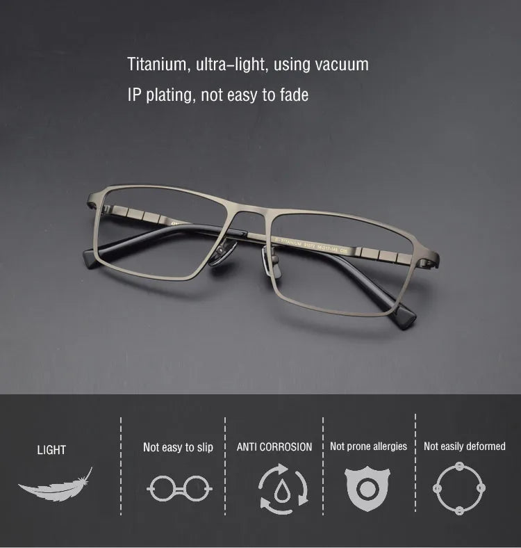Pure Titanium Glasses Frame Men Titanium Alloy Prescription Eyeglasses Silver Super Light Spectacles Optical Glasses Frame