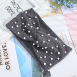 AWAYTR Women's Headbands Pearls Head Bands Knitted Turban Bandana Autumn Winter Elastic Hairband Warm Hair Accessories Headdress