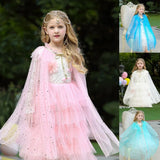 Colourful Princess Cape Cloaks for Little Girls Christmas Halloween Custome Cosplay Party Dress Shiny Sequin Shawl