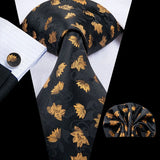 Hi-Tie Luxury Floral Paisley Ties for Men Male Desigenr Red Green Snow Ties for Christmas Adult Silk Tie Hanky Cufflinks Tie Set