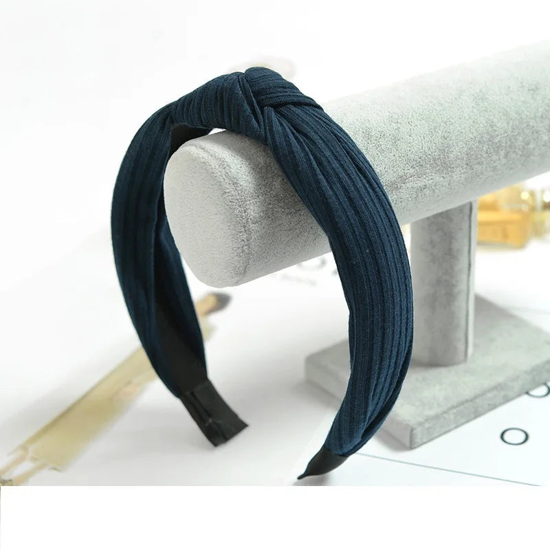 Women Elegant Top Knot Headband Print Dot Hairbands Girls Striped Plaid Flower Hair Hoop Fashion Hair Accessories FG0320