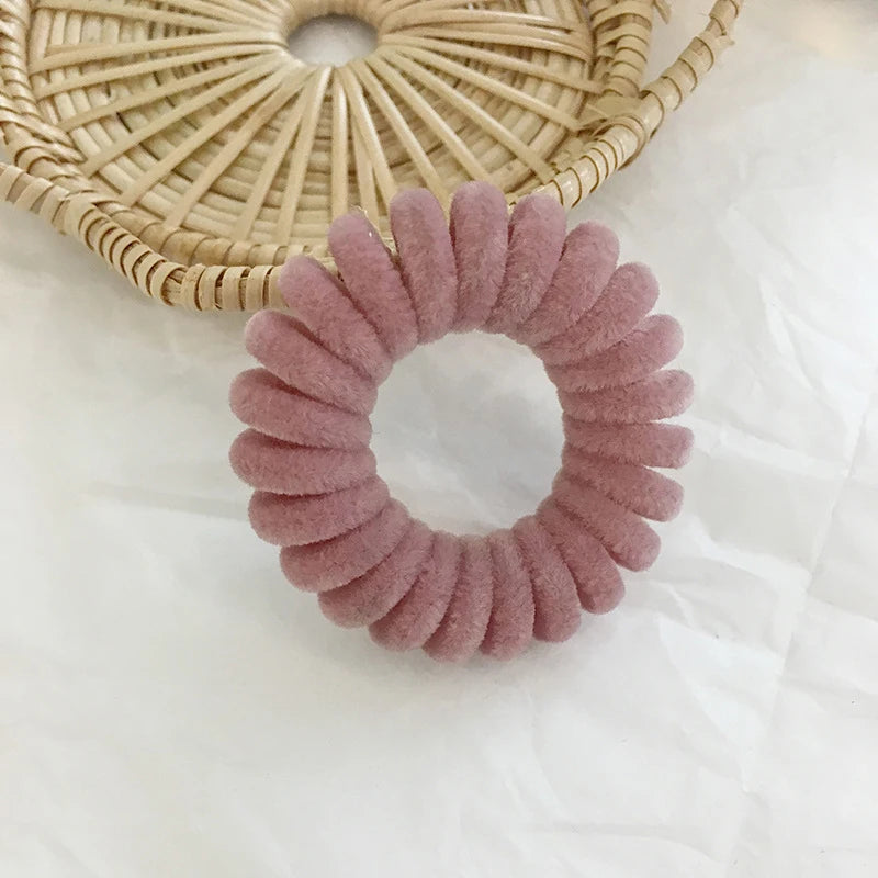 2/5 Pcs Elastic Knit Telephone Wire Hair Bands Girl Woman Hair Accessories Rubber Band Headwear Rope Spiral Shape Hair Ties New