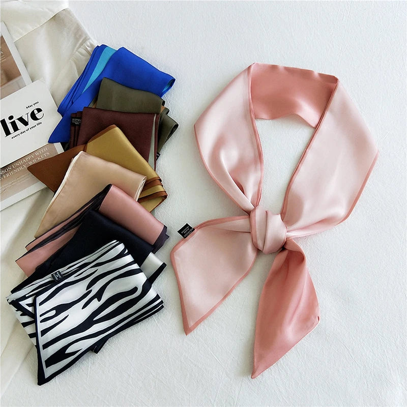 Women Narrow Thin Scarf Letters Print Long Ribbon Scarf Handle Bag Ribbons Multi-Function Decorative Neckerchief Hair Tie Band