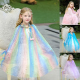 Colourful Princess Cape Cloaks for Little Girls Christmas Halloween Custome Cosplay Party Dress Shiny Sequin Shawl