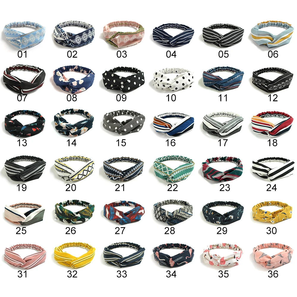 Korean Style Summer Lovely Hairband Women Hair Accessories Turban Twist Cross Headwrap Girl Floral Elastic Knotted Headwear