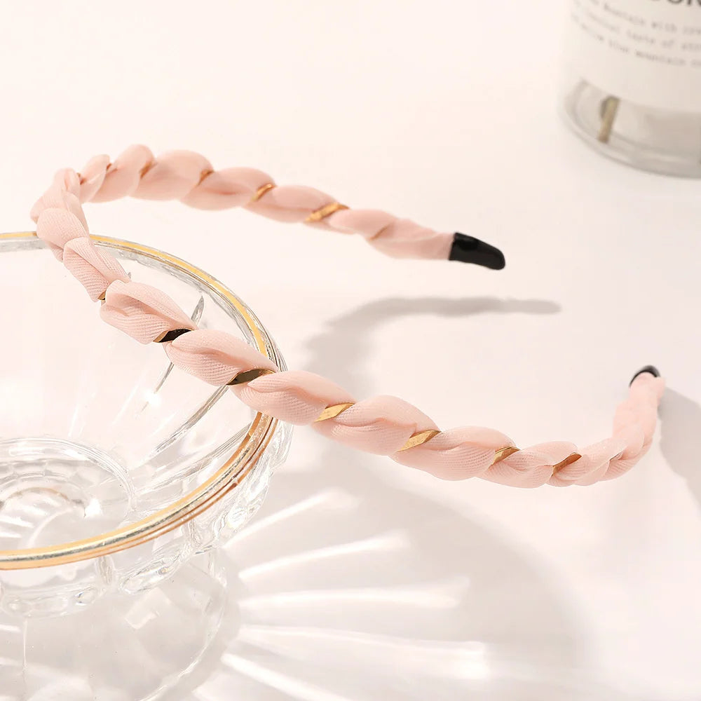 Organza Hairbands For Women Cross Weaving Hair Hoop Bands Korea Fashion Bright Silk Metal Headband Girls Hair Accessories Turban