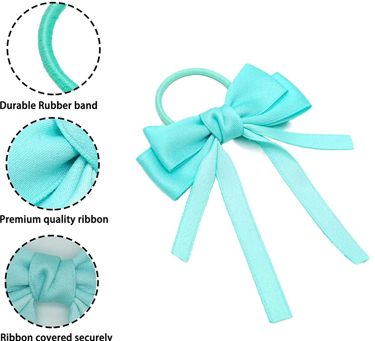 2PCS Elastic Hair Ties Rings Boutique Fabric Fringes Bows Grosgrain Ribbon Ponytail Holder Rubber Hair Bands Hair Accessories
