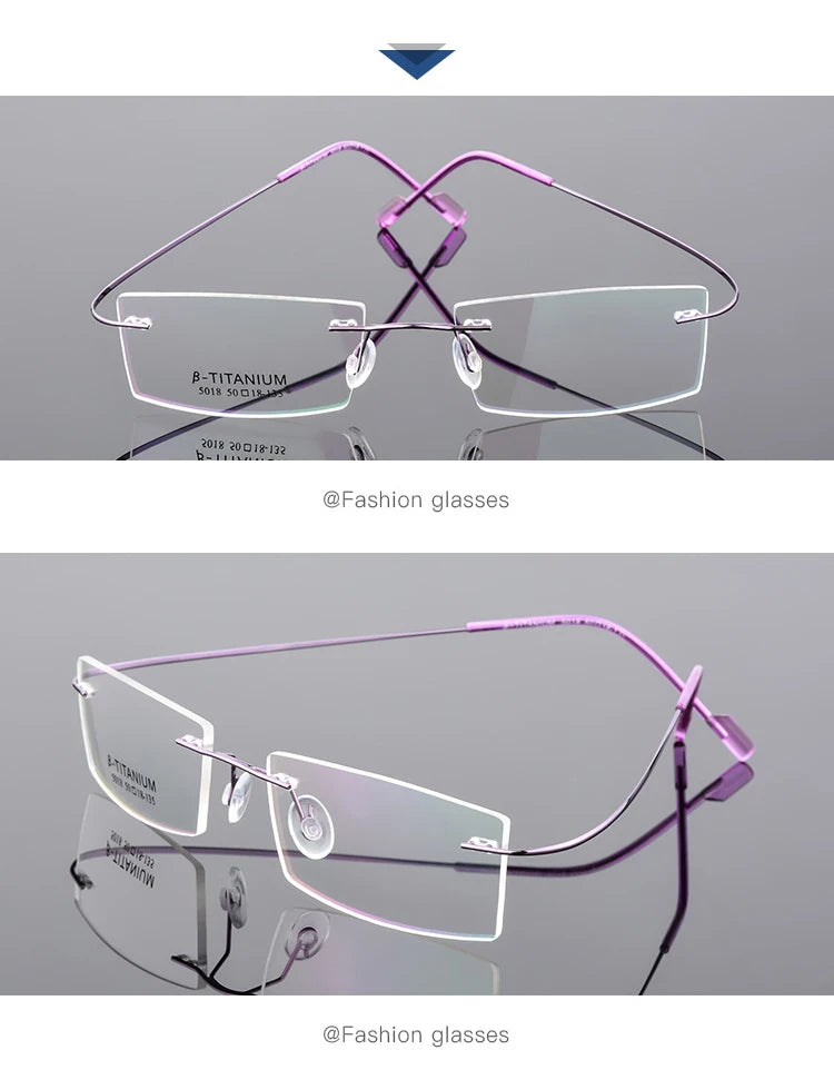 Titanium Eyeglasses Rimless Optical Ultralight Glasses Frame No Screw Prescription Spectacle Frameless Glasses Eyeglasses B2