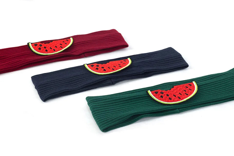 6 Months-3 Years Old Kids Headband Pure Color Cute Watermelon Pattern Soft Elastic Headwear Loose HeadWrap for Boys and Girls