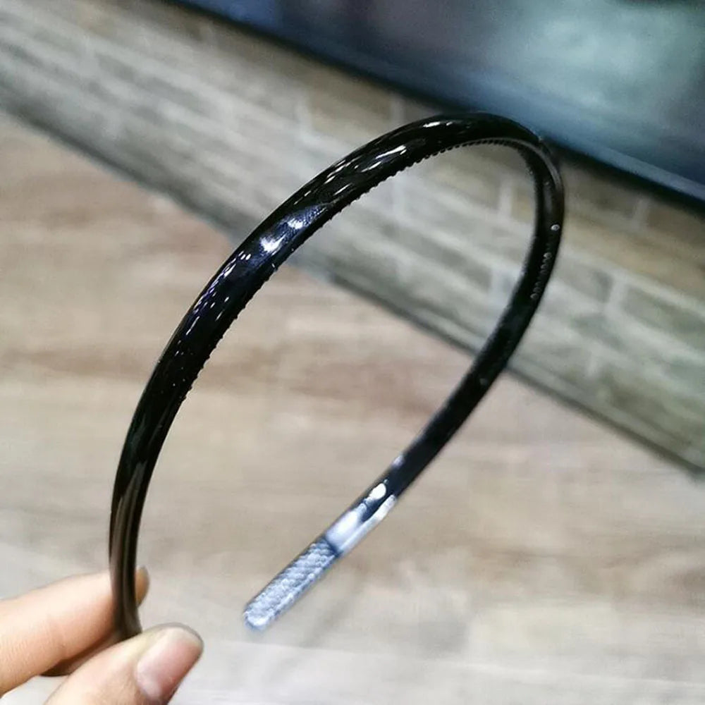 Women Classic Black Brown Plastic Headbands Thin Plain Matt Bright Color Hairbands Non-slip Hair Hoop For Girls Daily Wear