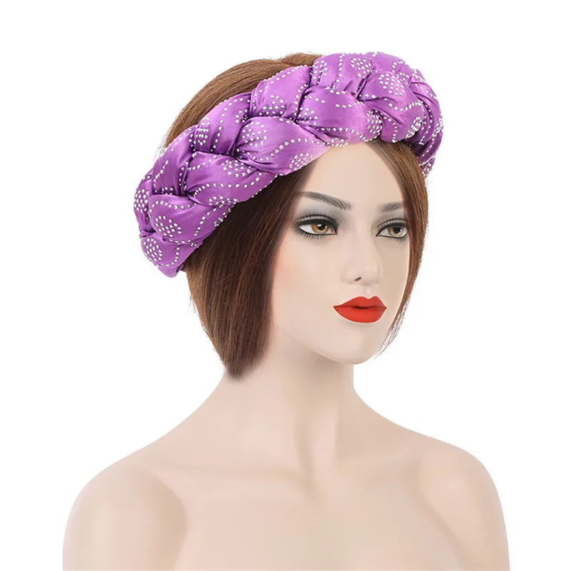 Latest Exaggerated Satin Twist Braids Headband Handmade African Headtie Nigerian Wedding Gele Women Turbans Ladies Head Wraps