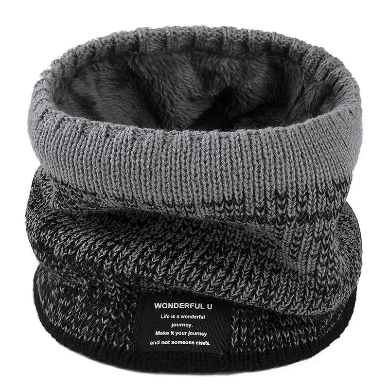 Winter Scarf for Men Fleece Ring Bandana Knitted Warm Solid Scarf Women Neck Warmer Thick Cashmere Hot Handkerchief Ski Mask