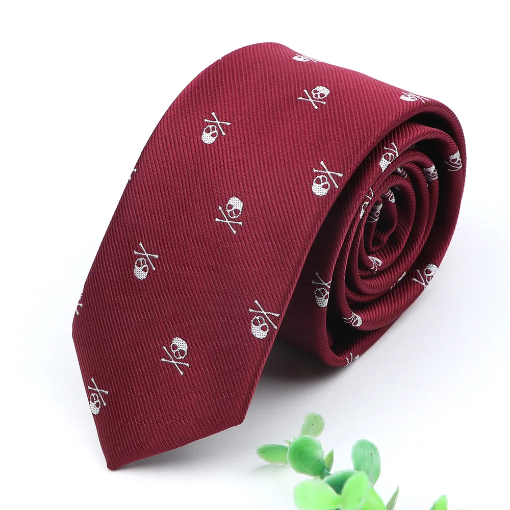 Skull Ties For Men New Casual Slim Classic Polyester Neckties Fashion Man Tie for Wedding Halloween Party Male tie Neckwear