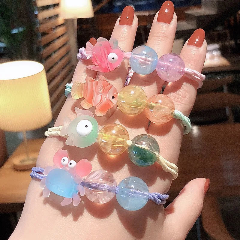 Cartoon Mini Fish Elastic Bands Hair Accessories for Children Cute Little Animals Scrunchies Hair Ropes Accessories Wholesale