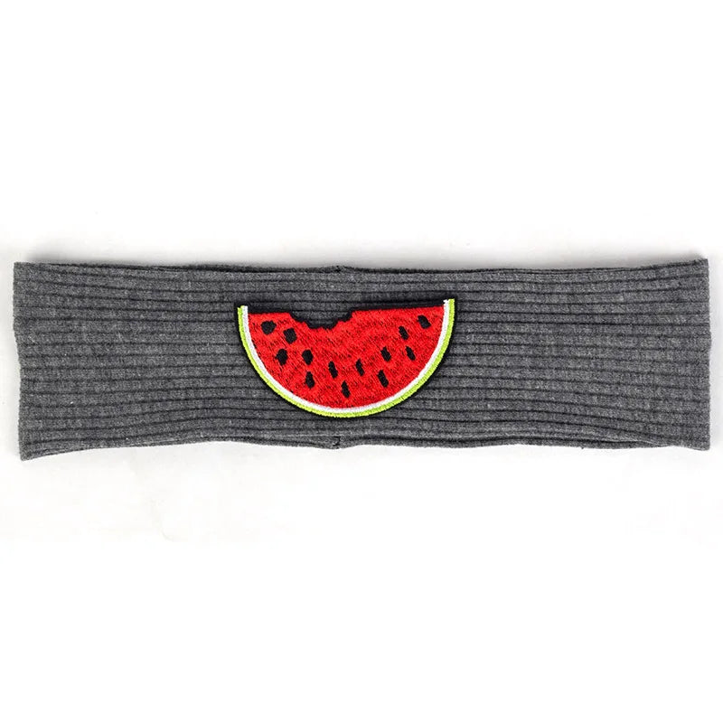 6 Months-3 Years Old Kids Headband Pure Color Cute Watermelon Pattern Soft Elastic Headwear Loose HeadWrap for Boys and Girls