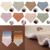 New Solid Colour Water Absorption Baby Bibs Soft Cotton Triangle Scarf Saliva Towel Newborn Snap Button Burp Cloths Baby Stuff