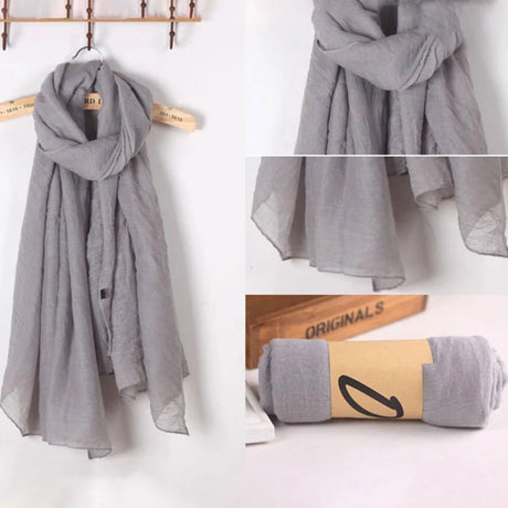 Fashion New 16 Colors Women Long Scarf Wrap Scarves Vintage Cotton Linen Large Shawl Hijab Elegant Solid Black Red White