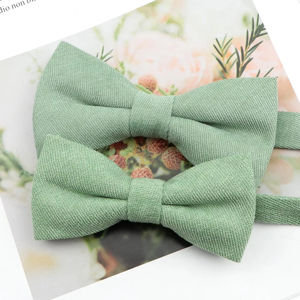 Mens Super Soft Downy Suede Parent-Child Bowtie Set Macarons Solid Color Classic Design Cute Butterfly Red Green Blue Pink Tie