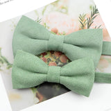 Mens Super Soft Downy Suede Parent-Child Bowtie Set Macarons Solid Color Classic Design Cute Butterfly Red Green Blue Pink Tie