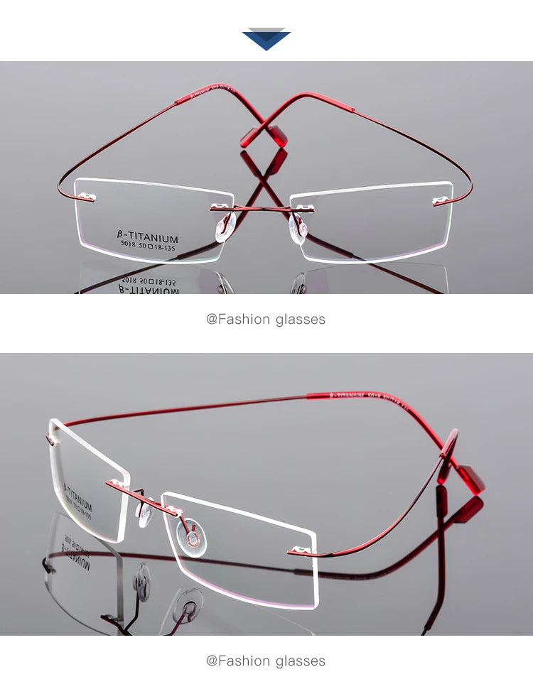 Titanium Eyeglasses Rimless Optical Ultralight Glasses Frame No Screw Prescription Spectacle Frameless Glasses Eyeglasses B2