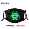 Green Biohazard Symbol Funny Print Reusable Pm2.590 Filter Face Mask Biohazard Green Symbol On Black Glowing Background