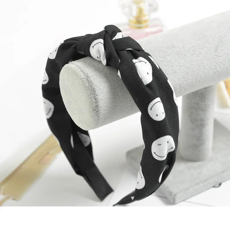 Women Elegant Top Knot Headband Print Dot Hairbands Girls Striped Plaid Flower Hair Hoop Fashion Hair Accessories FG0320