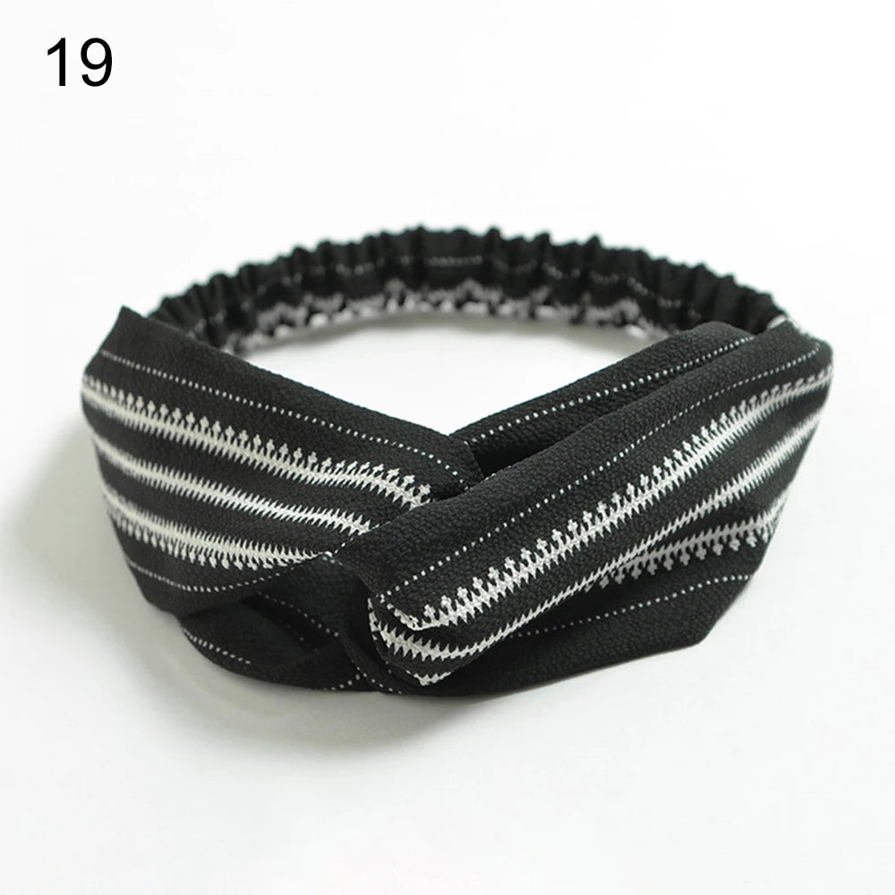 New Fashion Women Girls Bohemian Hair Bands Print Headbands Vintage Cross Turban Bandage Bandanas HairBands Hair Accessories