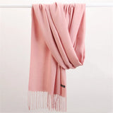 Fashion Solid Color 2021 Women Scarf Winter Hijabs Tessale Tassels Long Lady Shawls Cashmere Like Pashmina Hijabs Scarves Wraps