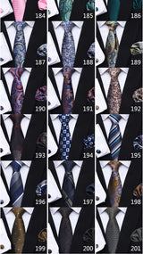 100% Silk Tie For Men Top grade Luxurious 7.5 cm Tie Hanky Cufflink Set Purple Necktie Formal Clothing Independence Day