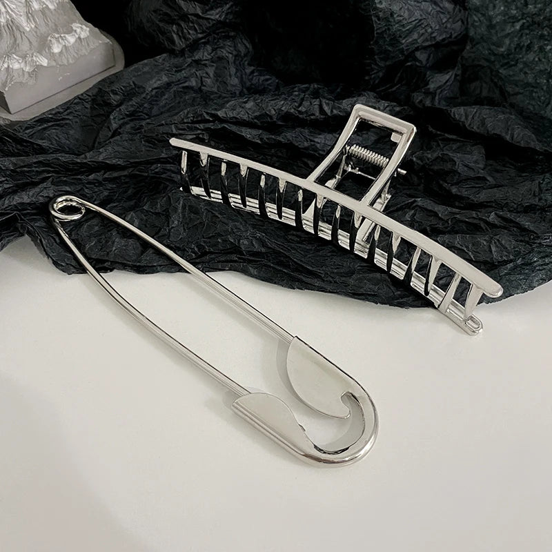 Ruoshui Woman Trendy Silver Pin Hair Claws Women Hair Clips Fashion Hairpins Women Hair Accessories Hairgrip Barrettes Headwear