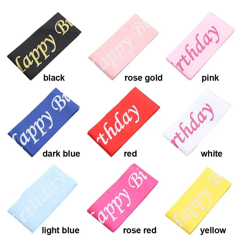 1PC Happy Birthday Glitter Satin Sash Mermaid Birthday Girl Ribbons Shoulder Girdle Party Supplies Fashion Decor Accessories