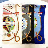 Cartoon balloon Twill Silk Scarf Handmade Curled Luxury Brand Square Hijab Scarf Women Bandana Foulard Head Scarves Shawl