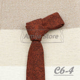 High Quality 100% Wool Tie Slim Solid Red Yellow Blue Ties Handmade Casual Fashion Men Woven Skinny Necktie For Wedding Party