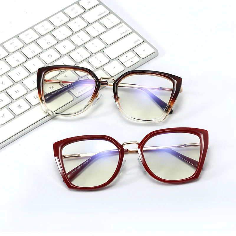 Blue Light Blocking Glasses Frame Women Fashion Eyewear Prescription UV400 Stylish Female Optical Spectacles Anti-Reflective