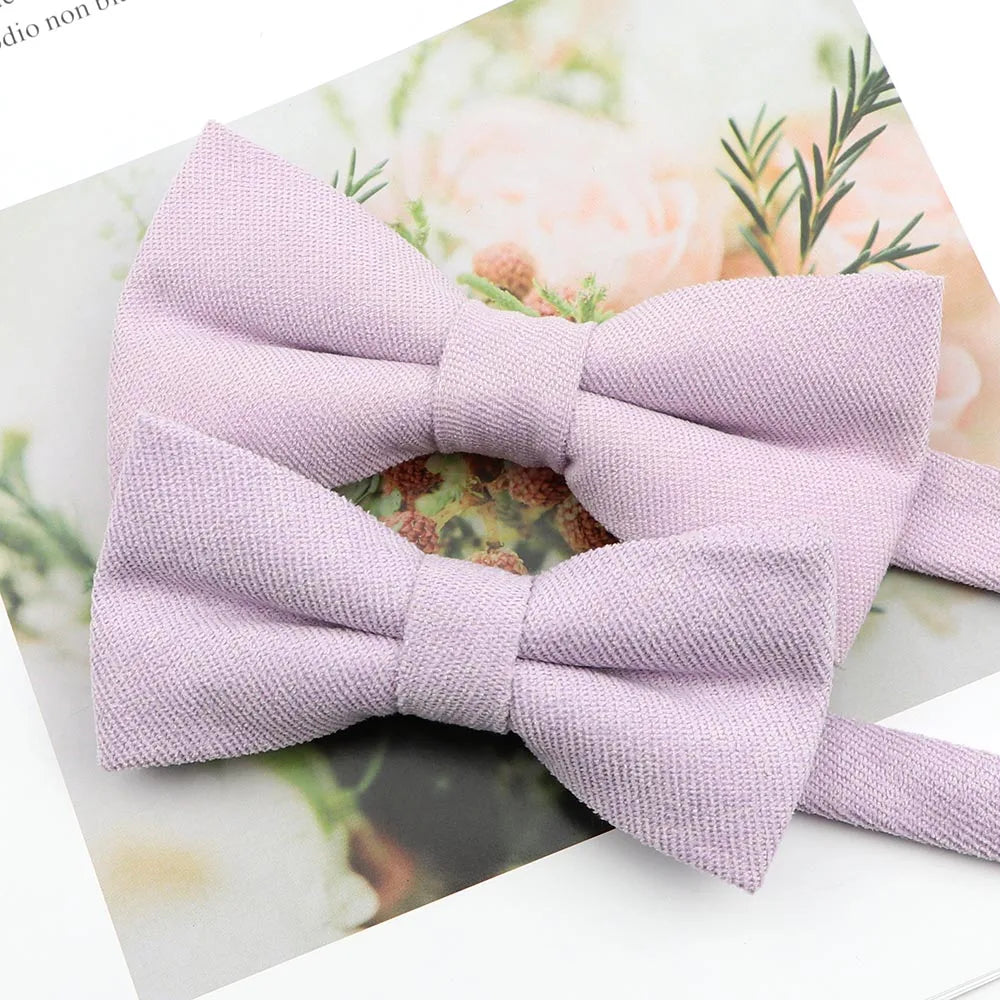 Mens Super Soft Downy Suede Parent-Child Bowtie Set Macarons Solid Color Classic Design Cute Butterfly Red Green Blue Pink Tie