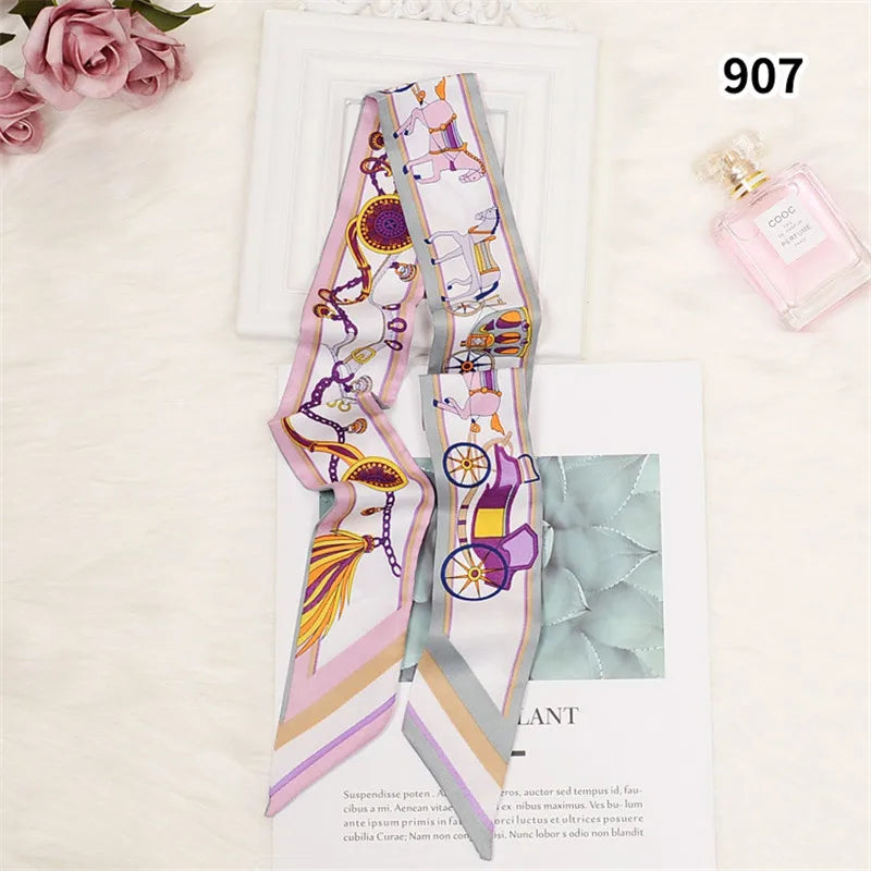 Luxury Brand Horse Bag Scarf 2023 New Design Womens Silk Scarf Fashion Head Scarf Headwear Long Skinny Scarves Bag Accessories