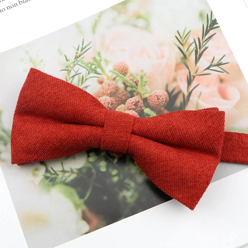 Mens Super Soft Downy Suede Parent-Child Bowtie Set Macarons Solid Color Classic Design Cute Butterfly Red Green Blue Pink Tie
