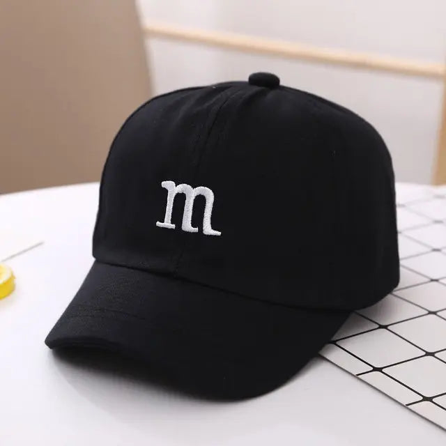 Children's Kid Baseball Cap for Girls Boy Hats Sunscreen Baby Hat Hip Hop M Letter Embroidered Kids Caps 1-6-8-12-15 Years