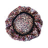 Leopard Print Satin Bonnet Cap Wide Rubber Band Nightcap Hair Care Hat