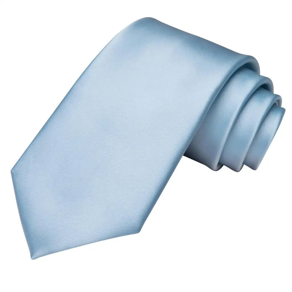 Hi-Tie Light Blue Solid Silk Wedding Tie For Men Fashion Design Handky Cufflink Mens Elegant Necktie Business Party Dropshipping