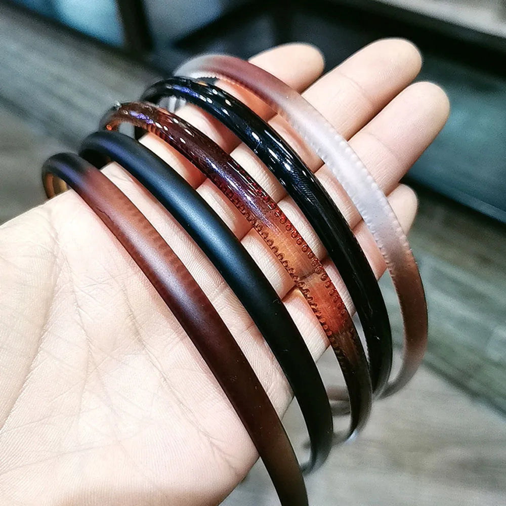 Women Classic Black Brown Plastic Headbands Thin Plain Matt Bright Color Hairbands Non-slip Hair Hoop For Girls Daily Wear