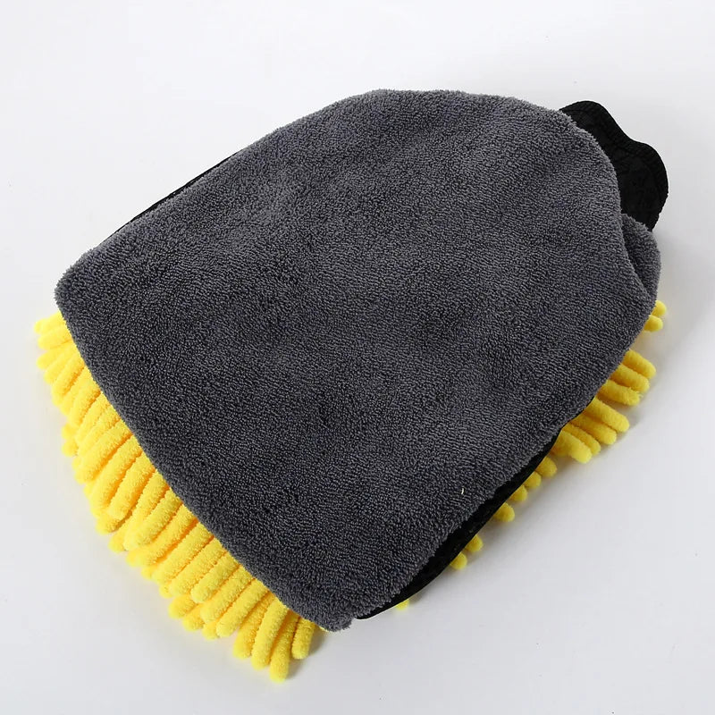 1PCS Waterproof Car Wash Microfiber Chenille Gloves Thick Car Cleaning Mitt Wax Detailing Brush Auto Care Double-faced Glove