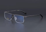 Pure Titanium Glasses Frame Men Titanium Alloy Prescription Eyeglasses Silver Super Light Spectacles Optical Glasses Frame