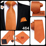 Hi-Tie Men's Tie Set Orange Black Paisley Silk Wedding Ties For Men New Fashion Design Quality Hanky Cufflinks Set Dropshipping