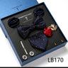 Holiday Gift Box Tie For Men 7.5 cmTie Hanky Pocket Squares Cufflink Set Bow Tie Clip Necktie Box Purple hombre Geometric Office