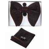 GUSLESON Velvet Big Bow Tie Men's Bowties Pocket Square Cufflinks Set with Gift Box Solid Red Yellow Necktie For Man Wedding