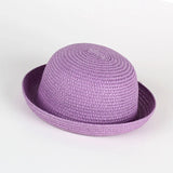 Wholesale Baby Straw Hat Solid Color Kids Character Decoration Infant Sun Hats Girl Boys Bucket Cap Children Beach Panama Caps