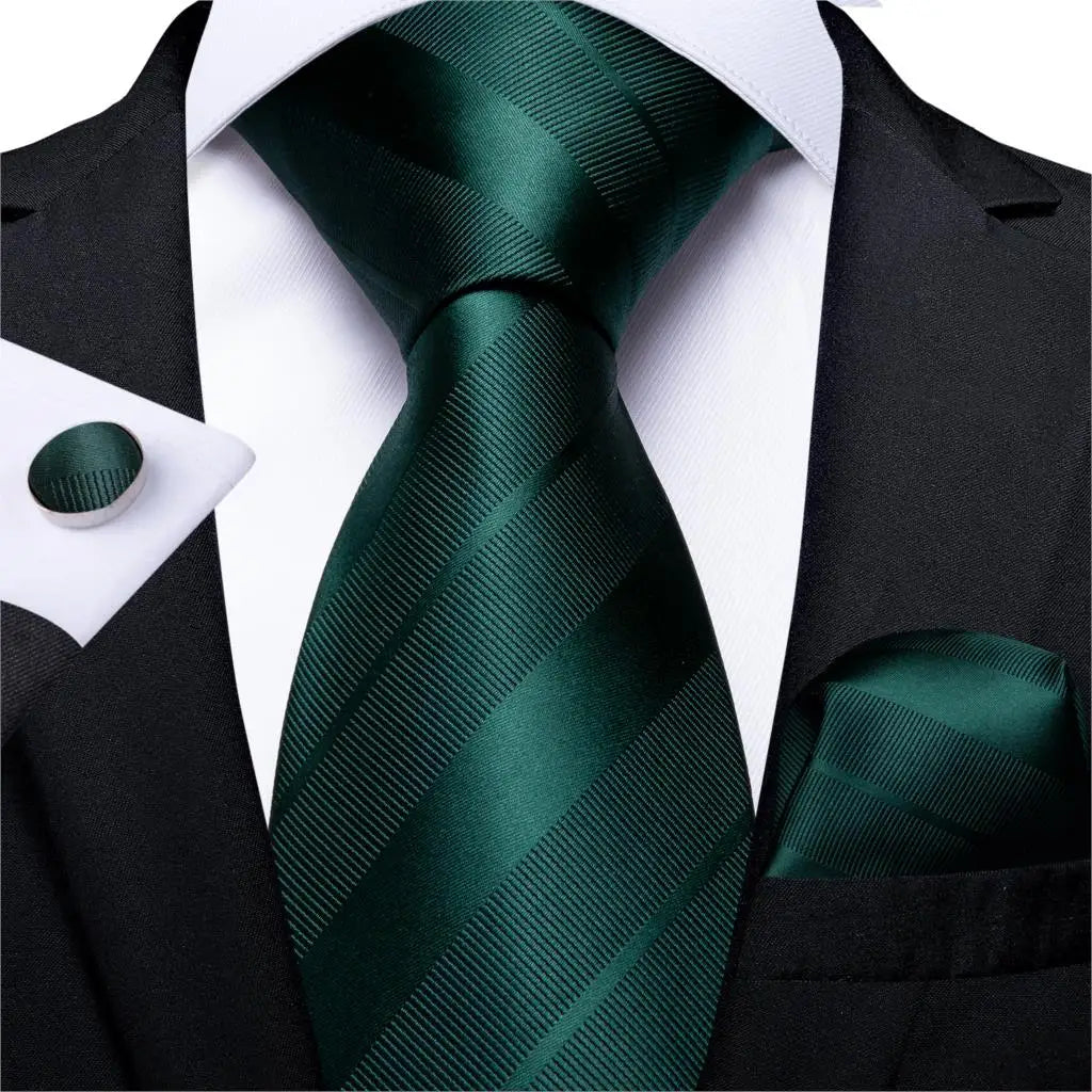 DiBanGu Green Teal Ties For Men Hanky Cufflinks Set 17 Styles Necktie For Male Business Wedding Party Mens Ties New Arrival Tie